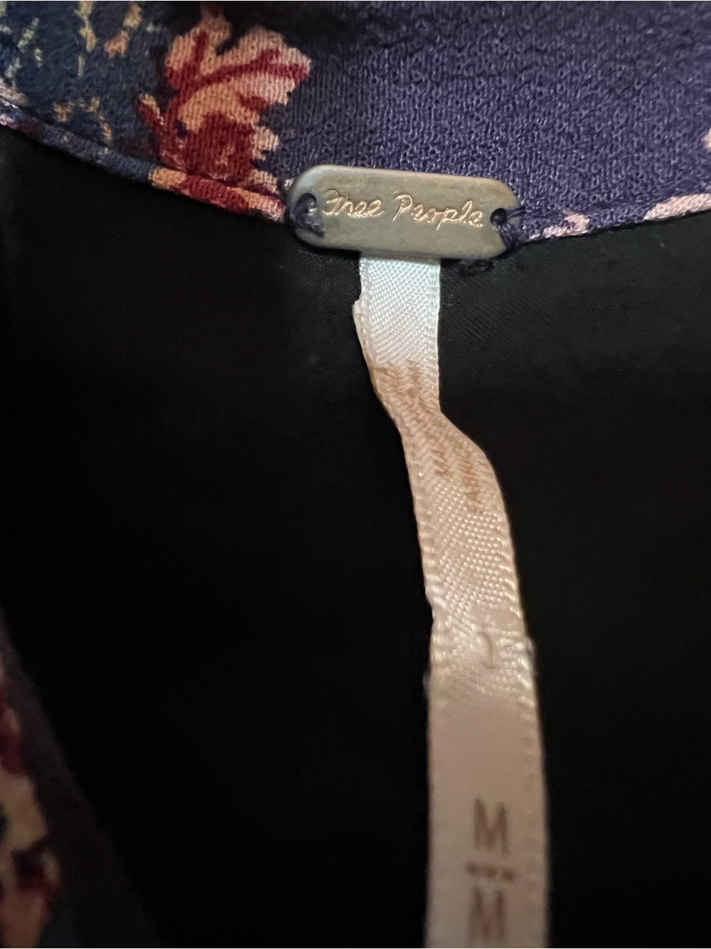 Free People Navy Floral Wide-Leg Jumpsuit with Pink Floral Accents